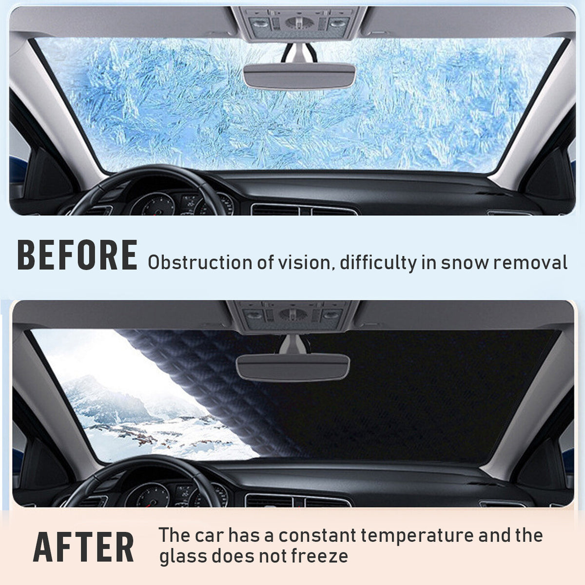 Windshield cover with built-in magnets along the edges