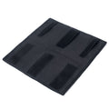Back of the black visor organizer showing its hook-and-loop mounting straps