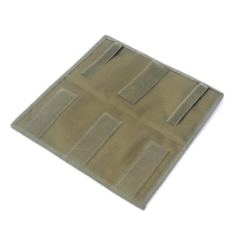 Back of the visor organizer showing the hook-and-loop straps that wrap around the sun visor