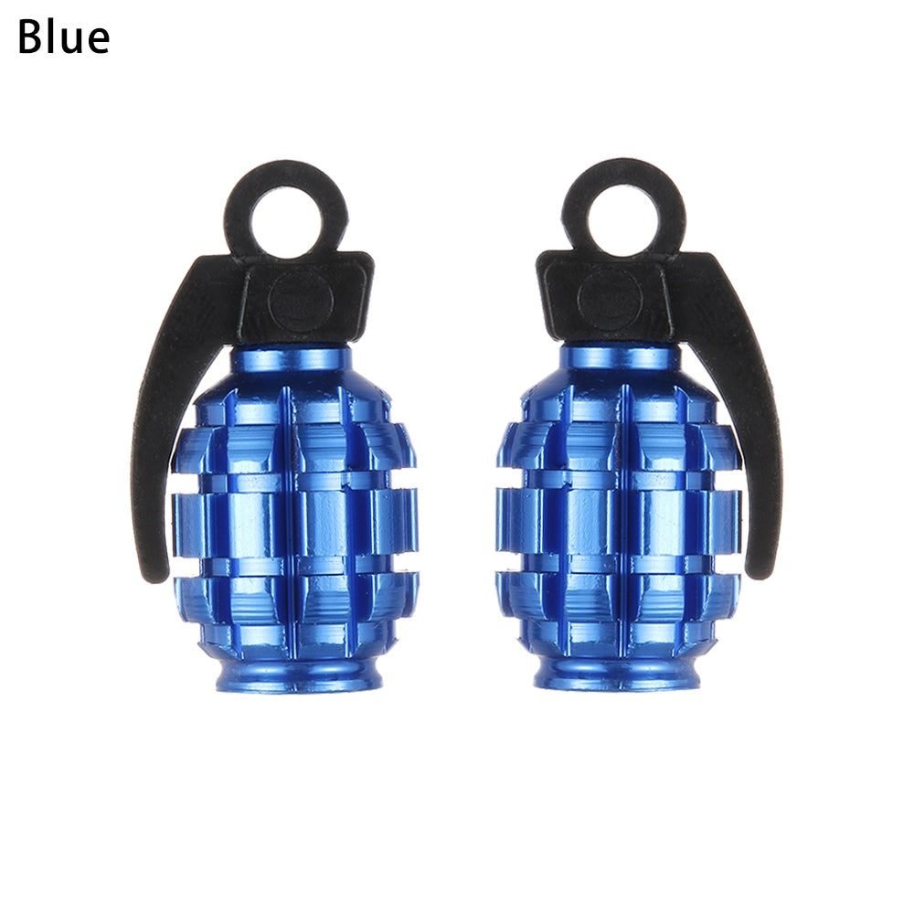 Tire valve caps showing twist-on design