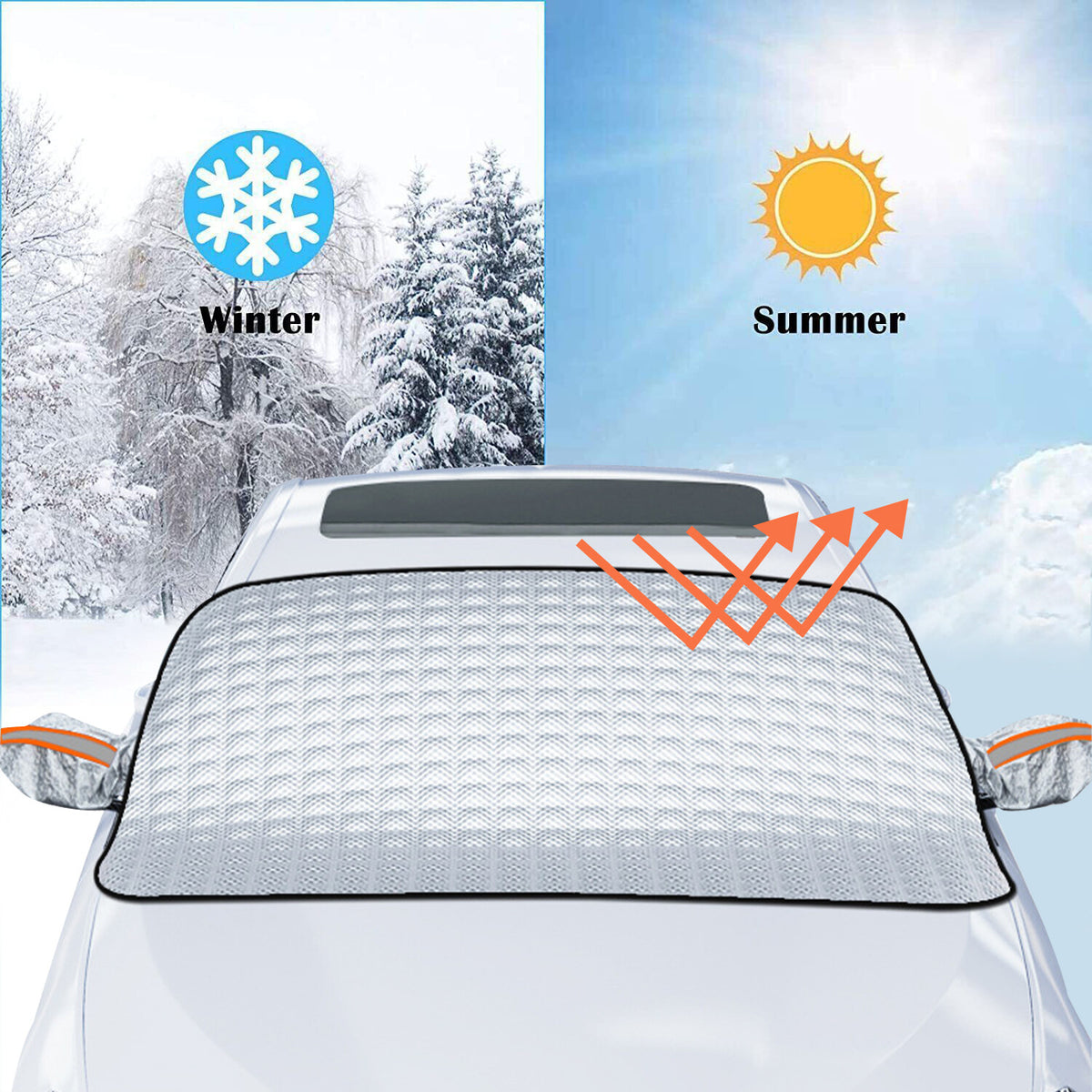 Silver 4-layer windshield snow and frost cover