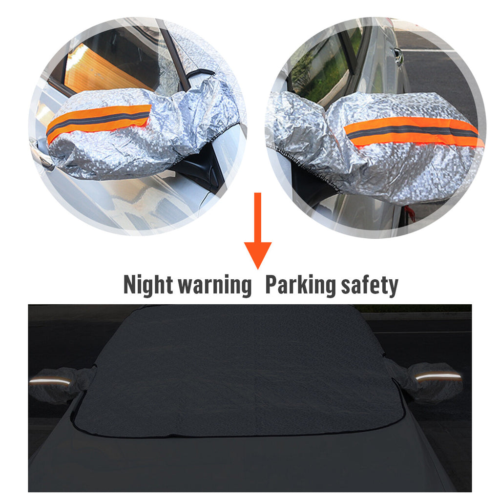 Windshield snow cover size and fit diagram