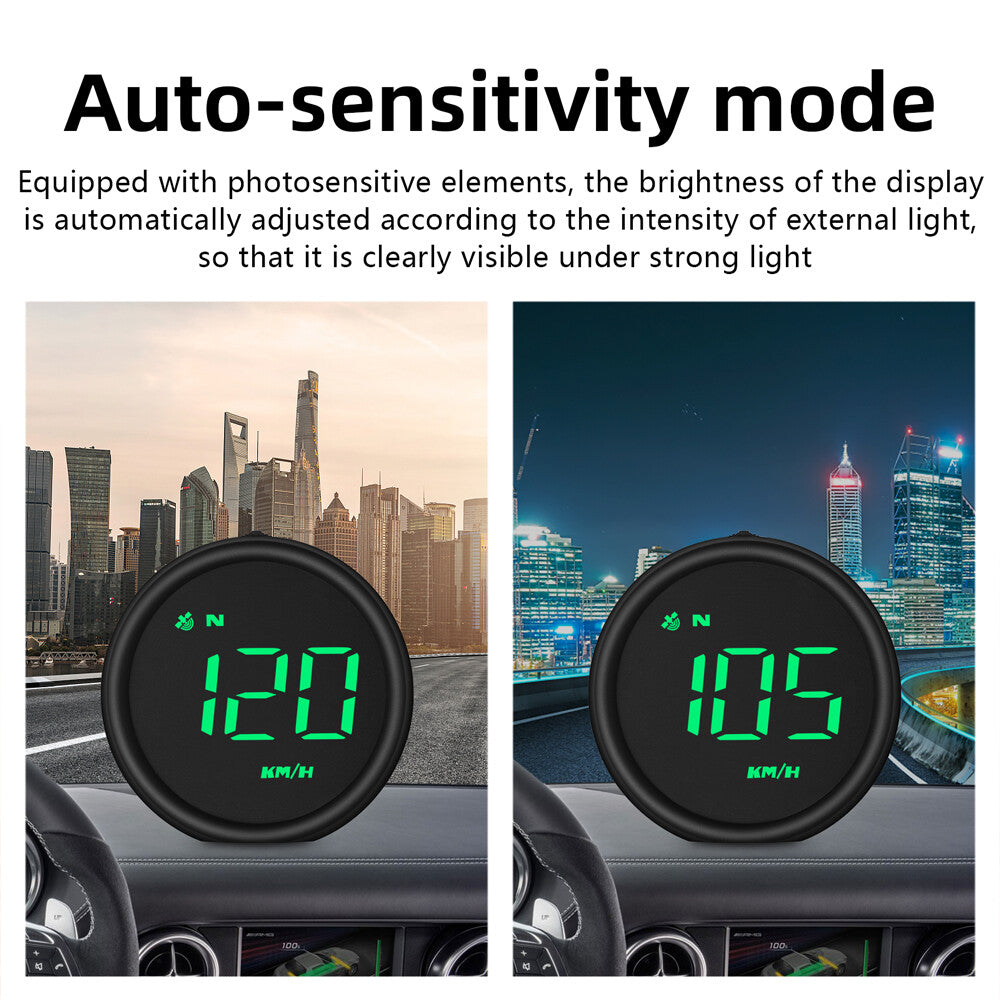HUD automatic brightness shown in day and night dashboard scenes